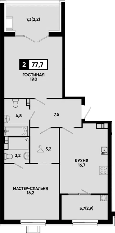 Планировка 2-к.кв