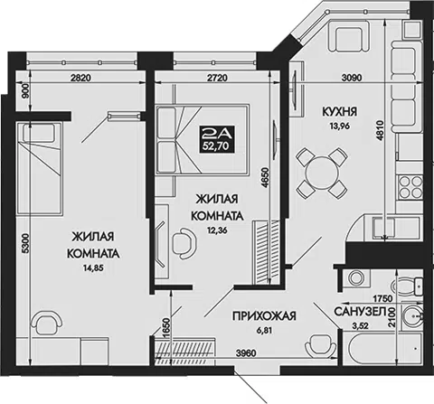 Планировка 2-к.кв