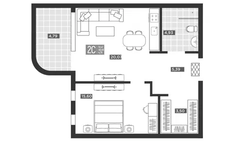 Планировка 2Е-к.кв
