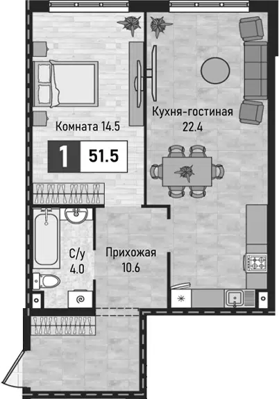 Планировка 2Е-к.кв