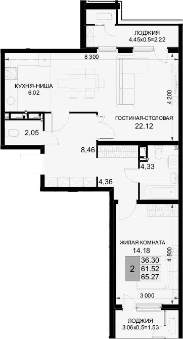Планировка 2Е-к.кв