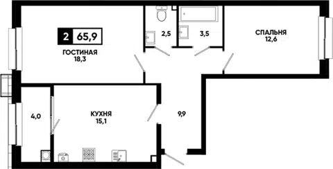 Планировка 2-к.кв