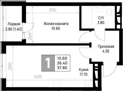 Планировка 1-к.кв