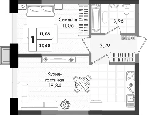 Планировка 2Е-к.кв