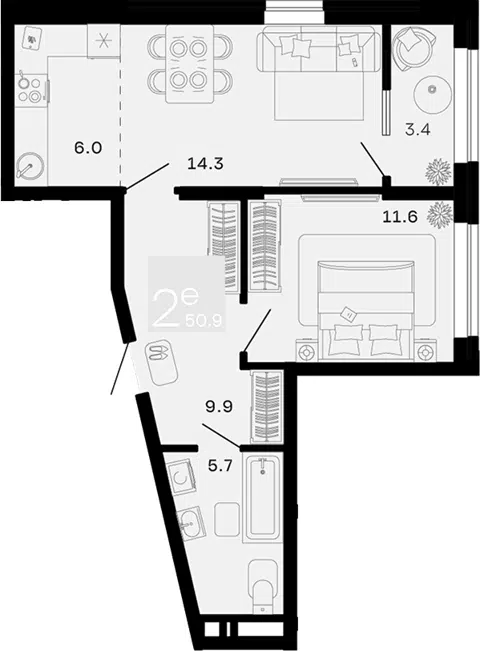 Планировка 2Е-к.кв