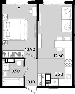 Планировка 2Е-к.кв