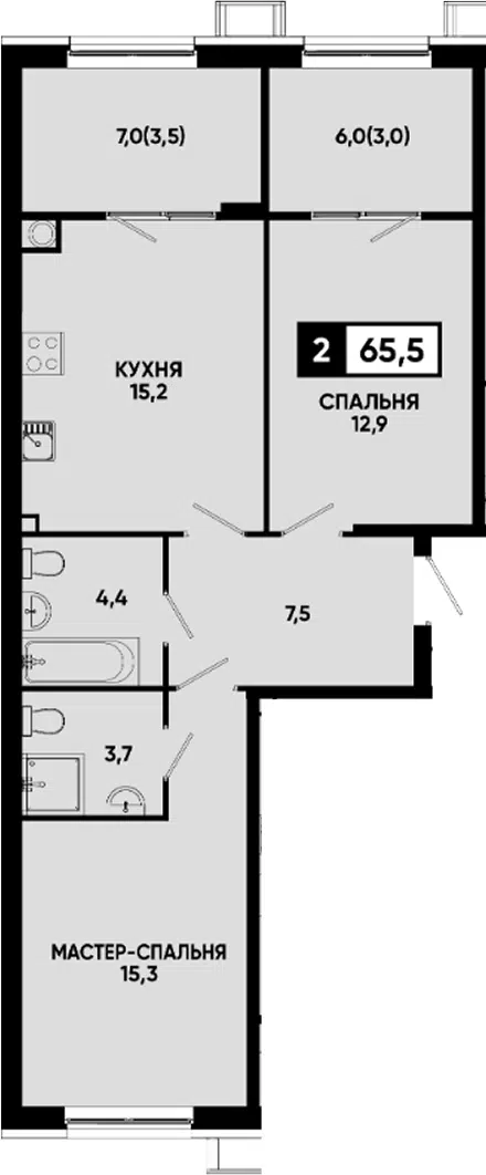 Планировка 2-к.кв