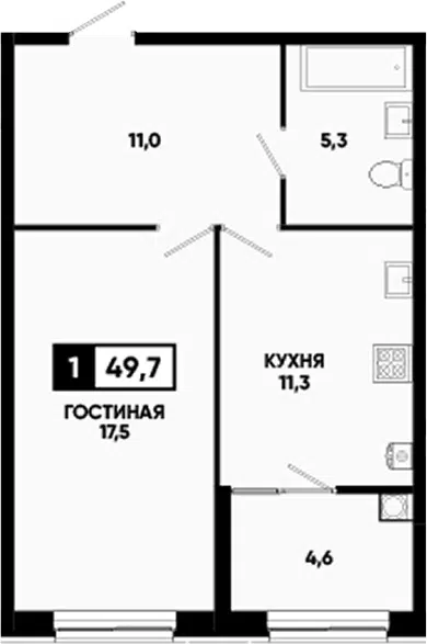 Планировка 1-к.кв