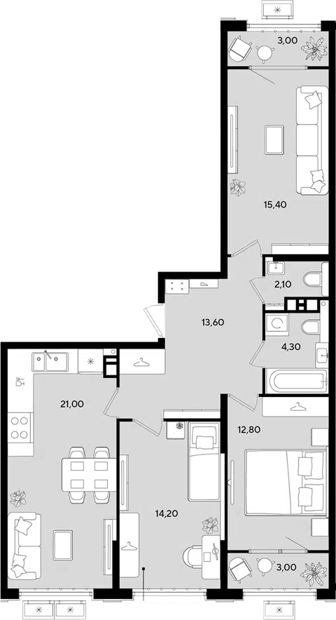 Планировка 4Е-к.кв
