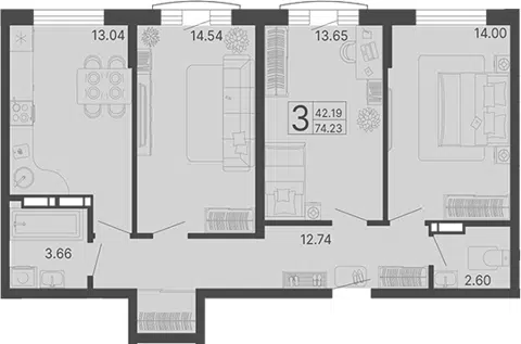 Планировка 3-к.кв
