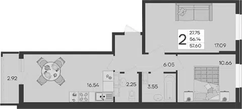 Планировка 2-к.кв