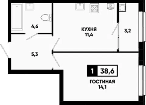 Планировка 1-к.кв