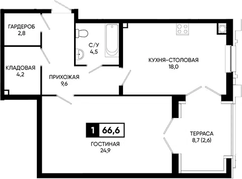 Планировка 1-к.кв