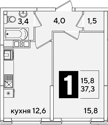 Планировка 1-к.кв