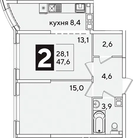 Планировка 2-к.кв