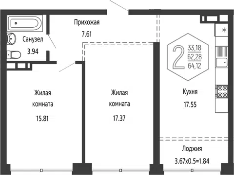Планировка 3Е-к.кв
