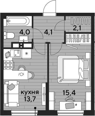 Планировка 1-к.кв