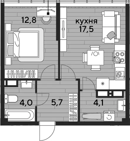 Планировка 1-к.кв