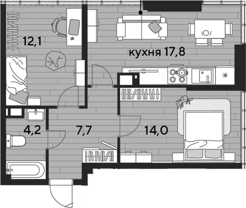 Планировка 2-к.кв