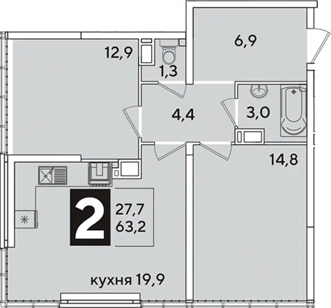 Планировка 3Е-к.кв