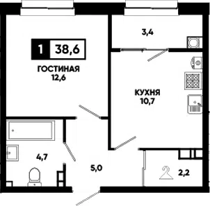 Планировка 1-к.кв