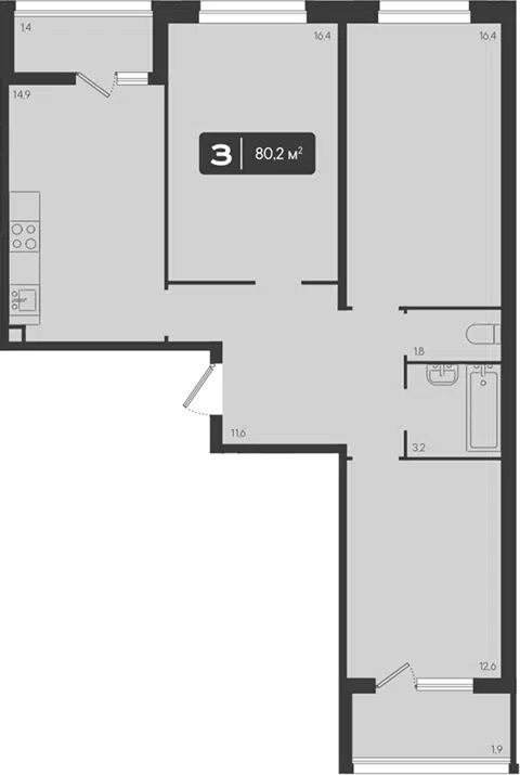 Планировка 3-к.кв