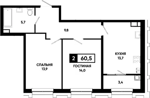 Планировка 2-к.кв