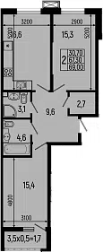 Планировка 2-к.кв