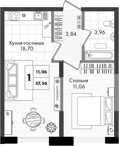 Планировка 2Е-к.кв