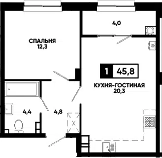 Планировка 1-к.кв