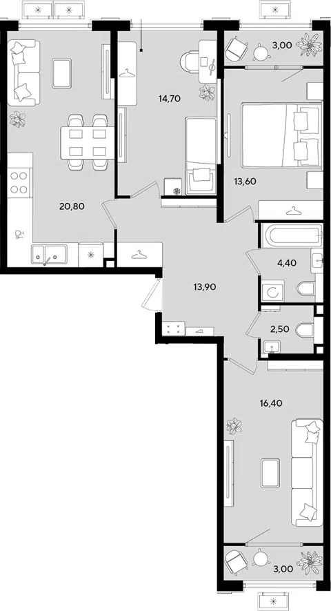 Планировка 4Е-к.кв