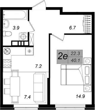 Планировка 2Е-к.кв