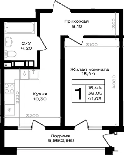 Планировка 1-к.кв