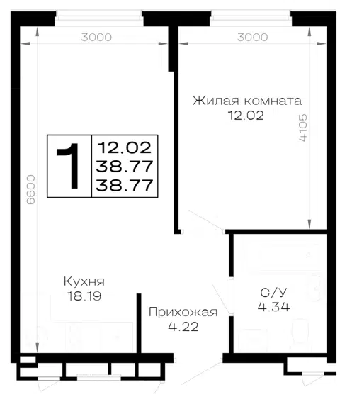 Планировка 1-к.кв