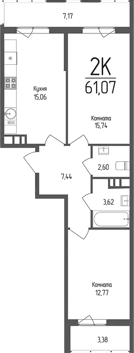 Планировка 2-к.кв