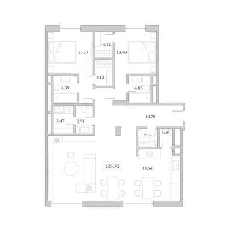 Планировка 3Е-к.кв