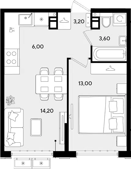 Планировка 2Е-к.кв