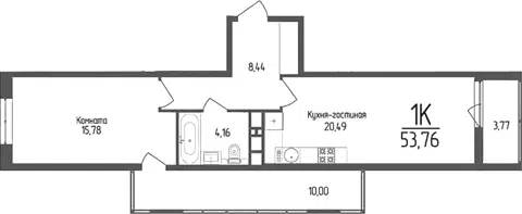 Планировка 1-к.кв