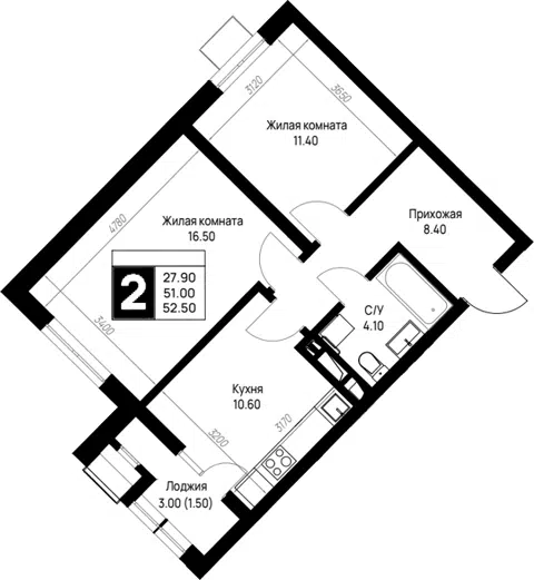 Планировка 2-к.кв