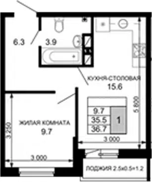 Планировка 1-к.кв