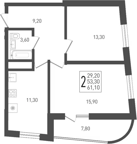 Планировка 2-к.кв
