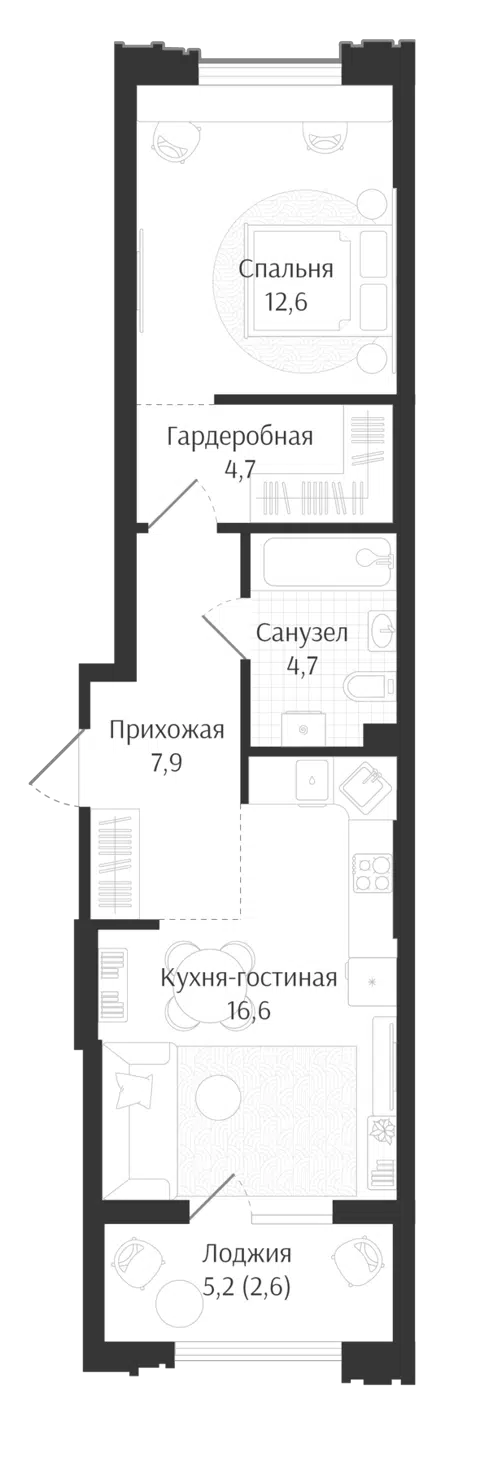 Планировка 2Е-к.кв