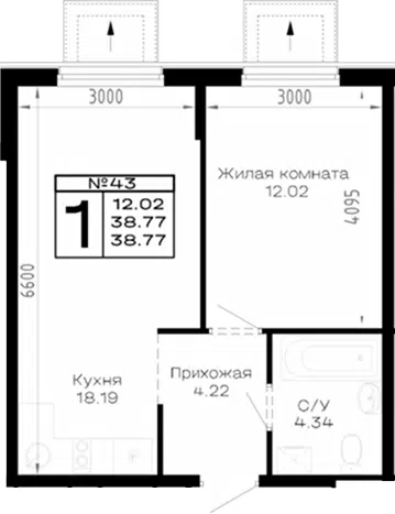 Планировка 1-к.кв