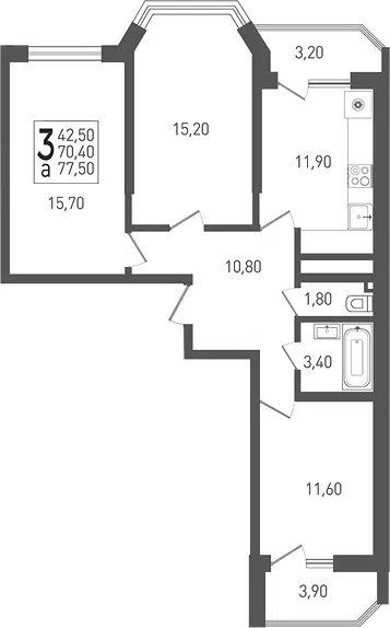 Планировка 3-к.кв