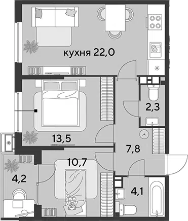Планировка 3Е-к.кв