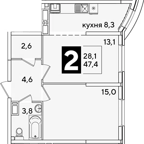 Планировка 2-к.кв