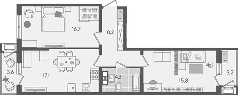 Планировка 3Е-к.кв