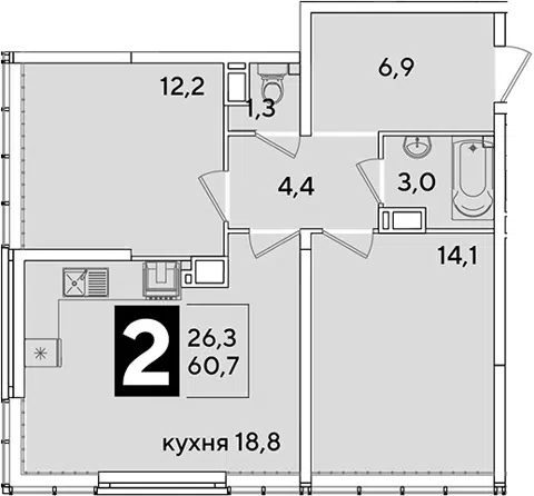 Планировка 3Е-к.кв