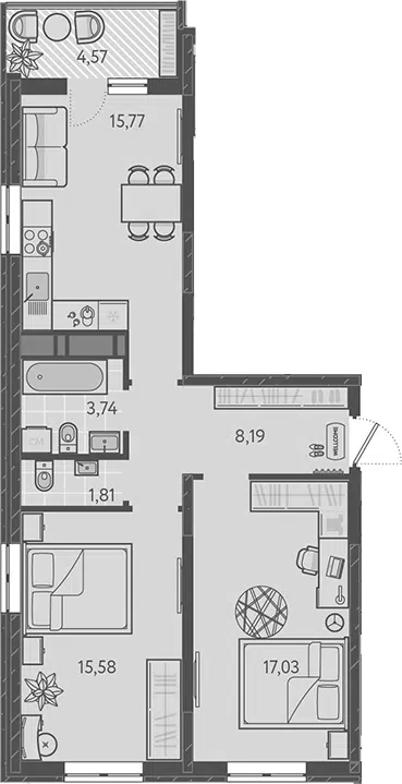 Планировка 3Е-к.кв