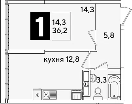 Планировка 1-к.кв